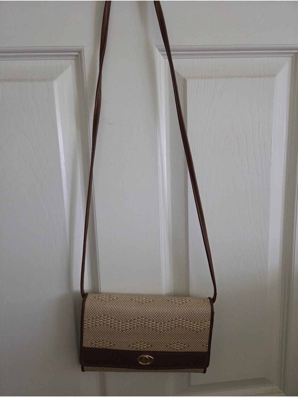 NWOT Etienne Aigner "Wallet On A String", Woven Straw Leather Trim Crossbody